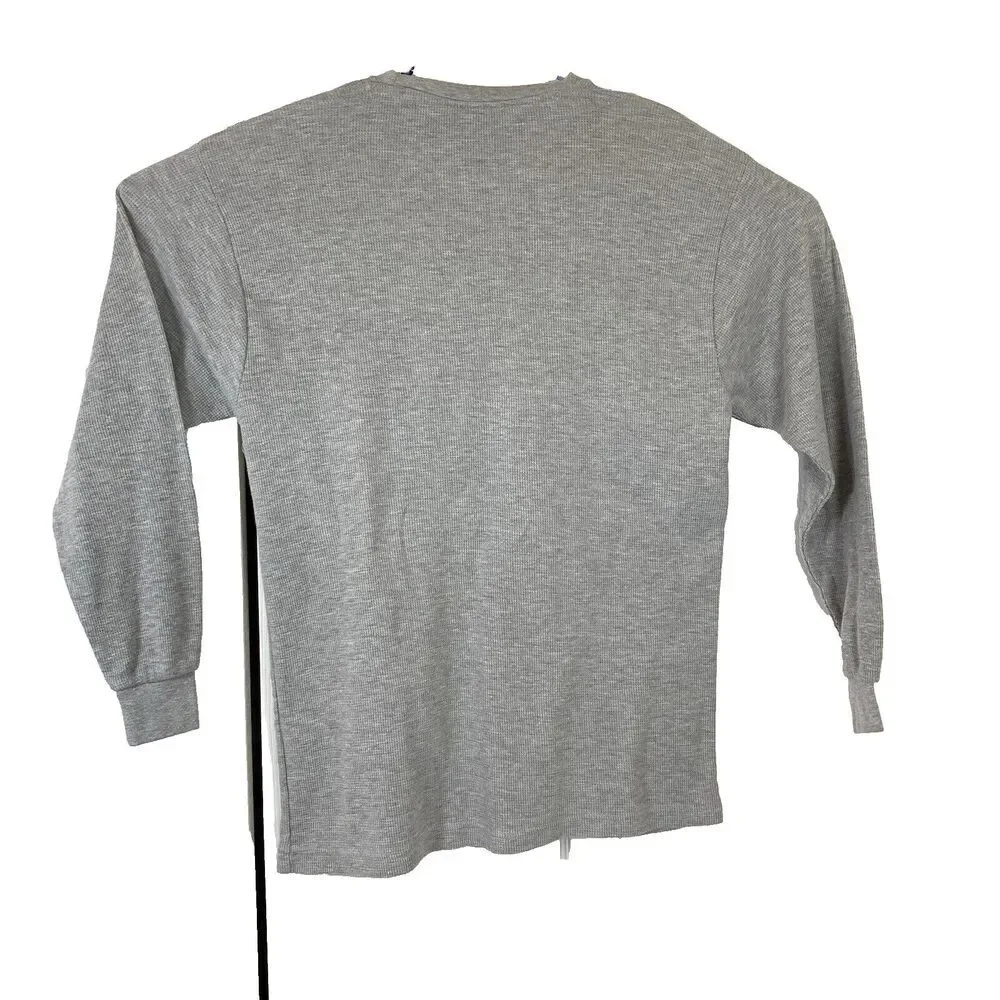 Galaxy by Harvic Thermal Long Sleeve Pullover T-Shirt Mens 2XL Waffle Knit Gray